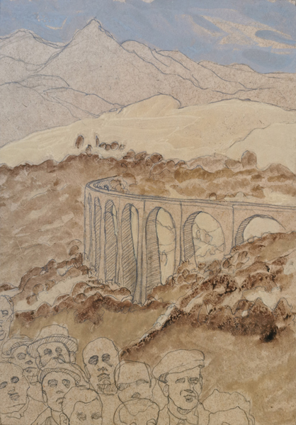 Vue du Mont Cantal 8 - 21x30 - tempera